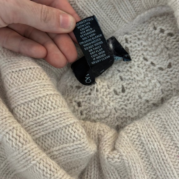 Cynthia Rowley Beige Angora Wool Blend Cowl Neck Cable Knit Sweater Dress XS - Picture 7 of 13